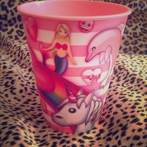 Pink mermaid, dolphin, and poop emoji cup!